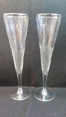 SET OF 2 DISCONTINUED RALPH LAUREN LATHAM PLATINUM CRYSTAL CHAMPAGNE FLUTES