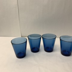Vintage Cobalt Blue Vereco France Juice Glasses Tumblers 3 1/2” Tall Set 5