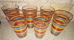 Fiesta Striped Drinking Glasses 16 oz Tapered Hi Ball SET OF 6 Fiestaware