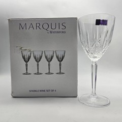 4 Marquis by Waterford Sparkle Wine Glasses Made in Italy Box Set New