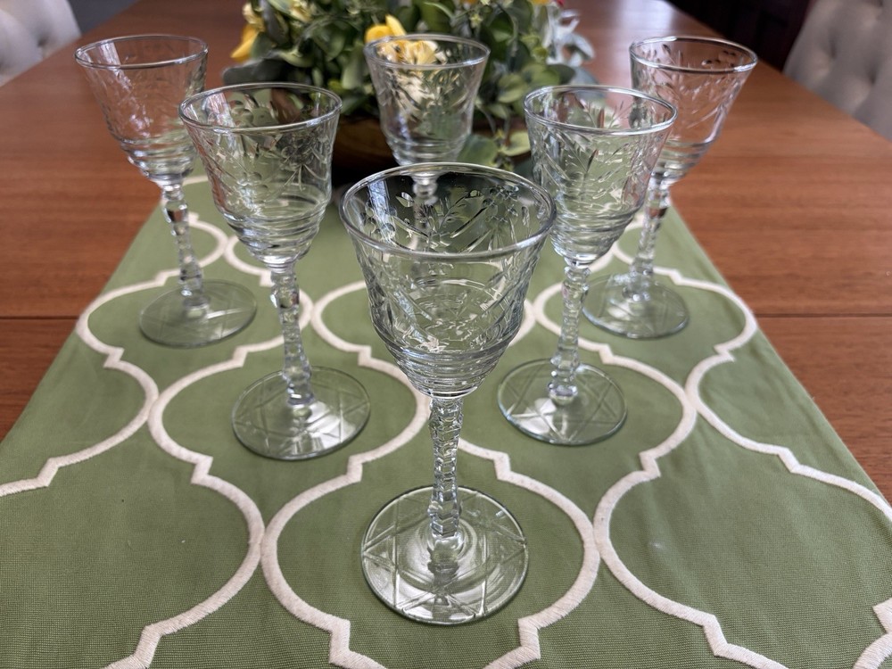 Libbey Rock Sharpe Arctic Rose Goblets 6-3/4”H (6-Total)