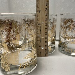 7 Drinking Glasses – Staccato Cupid With Music Score Notes In Gold – Mint Cond.