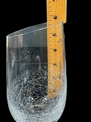 Pier 1 Angled Slant Rim Crackle Blown Glass Set 3 Tumbler Stemless Wine HighBall
