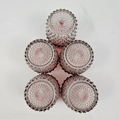 Indiana Ruby Flashed Diamond Point On The Rocks Old Fashion Glasses Vintage Bar