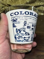 Vintage 1950’s frosted State of Colorado glass Jigger Souvenir Rocky Mountain