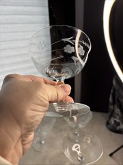 Vintage 50s-60s Cocktail/Champange Coupe Glasses-4. Thin Elegant Etched Glass