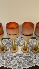 MICHAEL NOUROT Art Glass Goblets Each SIGNED 8″H