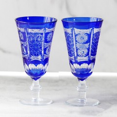 120ml Crystal Hand-carved Wine Glass Edo Kiriko Wine Stem Goblets A Set of 2
