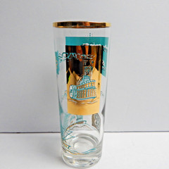 Vintage Libbey Southern Comfort 22K Gold and Aqua Riverboat Barware blue