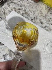SET of Three (3) NACHTMANN TRAUBE Cut to Clear Crystal Hock Wine Glasses