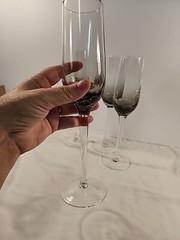 Set Of 4 Pier 1 Smokey Grey Crackle Glass Champagne Flutes Glasses Discontinued
