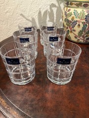 Brooks Brothers 24% Lead Crystal Tumblers – Set of 6 – Czech Republic – Cut Grid