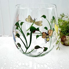 Lenox Set of 6 Butterfly Meadow Collection Clear Glass Wine Goblets Handpainted