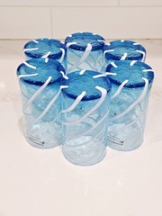 Alessandro Coppola Murano Art Glass Blue Tumblers Set 6 Italy 5.8in