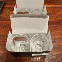 Brooks Brothers double old-fashioned whiskey glasses Set Of 4 Rare Skull