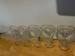 Vtg McKee ROCK CRYSTAL Clear Set of 5-6-3/4″ 8 oz Water Glasses Goblets