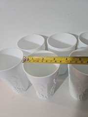 Vintage Set Of 8 Indiana White Milk Glass Tea Tumblers Colony Harvest Grape