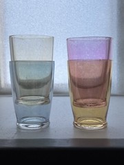 Mid Century Iridescent Pastel Colored Glass Tumblers Small 4 fl.oz Drinking Cups