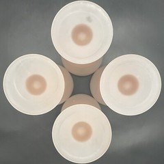 Indiana Glass Frosted Pink 4 Piece Parfait Ice Cream Glasses c1970s USA 6.75 «t