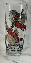 Vintage Hazel-Atlas Continental Can Pheasant Barware Set 11 Pc MCM Highball Shot