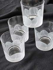 4 Cristal D’Arques J G Durand FLORENCE Frosted Old Fashioned Glasses France