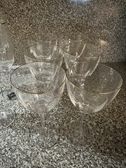 6 Mikasa Stephanie Gold Fluted Wine Elegant Crystal Clear Optic Glasses 7×3.25