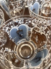 Vintage Gold White Birdcage Rocks Glasses Set 11 MCM Briard Style Barware