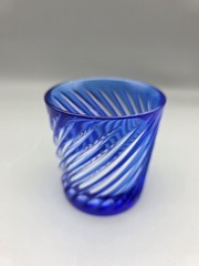 Cristal d’Arques Cobalt Blue Swirl Cut Glass Lowball Glass