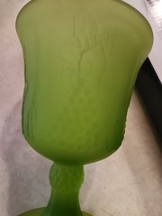 Vintage Indiana Glass Co. Lime Green Frosted Glass Goblet, Colony Harvest Grape