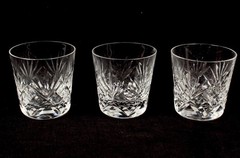 ST LOUIS – Crystal Whiskey Glasses Chantilly 3.5 Inches Set Lot Of 3 Vintage
