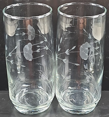 2 Princess House Heritage 22 Oz Cooler Set Elegant Clear Cut Floral Etch 462 Lot
