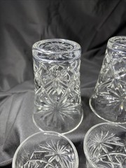 Set Of Five Early American Prescut Juice Glasses Star Starburst (2) 4.5”(3) 3.5”