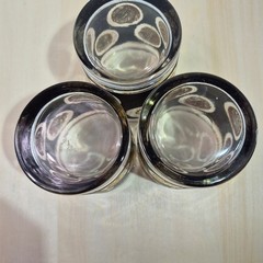Vintage Gold Coin Rocks Glasses Black Sand Crust Textured Barware Set of 3