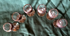Silver Dipped Band Cordial Bar Glass SET of 6 Small 3.75″ Tall Dorothy Thorpe