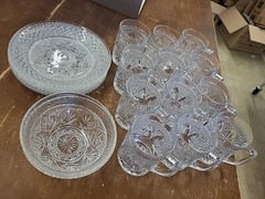 20 Pcs Cristal D’Arques Luminarc Clear Glass Coffee Mugs Cups Salad Plates Bowls