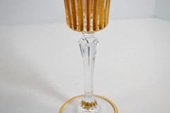 CC ZECCHIN Italian Murano Glass Gold Gilt Champagne Flutes Set Of 2