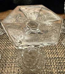 Set Of 8 Vintage Fostoria American Clear Hex Footed Water Or Wine Glasses