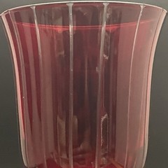 La Reine 4pc Vertical Stripes Ruby Red Cut to Clear Wine Glasses Italy 8″t 8oz