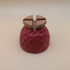 sake cup　”GUINOMI　HAGI-YAKI” 　vermilion,red 01