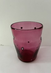 Hand blown Red Glass w/ Ghoulish Faces in The Glass. Unique OOAK.