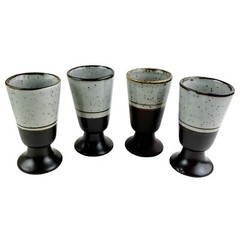 Vintage Otagiri Stoneware Goblet Cups Set 4 Japan Mariner Sierra Brown Speckled