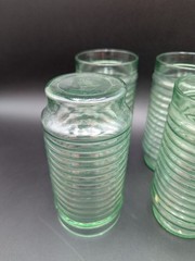 Anchor Hocking Park Avenue/ AG1-1 Green Glasses, Set of 6 Ribbed Glass Tumblers