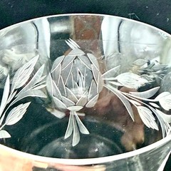 VTG Glastonbury-Lotus Arbor Rose Cut Crystal Rocks Lowball Tumblers Set 4 USA