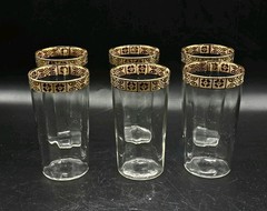 10pc MCM Stetson Gold Encrusted Floral Band 6 Highball 4 Cordial Glass Set