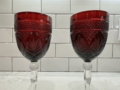 VTG Cristal D’Arques-Durand Antique Ruby Water Goblets Set Of 2 MINT