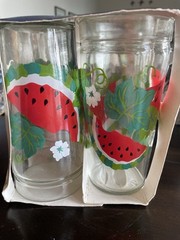 Vintage Anchor Hocking 16 Oz Watermelon Jelly Jar Drinking Glasses NIB Set of 4