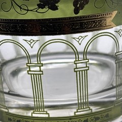 Vtg Set of (6) MCM Cera Green Golden Grapes & Columns Old Fashion Glasses 3 3/8”