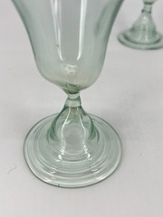 2 Antique handblown rum runner glasses Pale green 1930s Barware 7.25″H Vintage