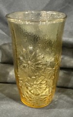 Vintage Anchor Hocking Spring Song Daisy Amber Gold Glass Tumbler Set Of 4