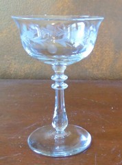 Glastonbury Lotus 78 Gray Cut Crystal Holly Berry Champagne Sherbet(s)